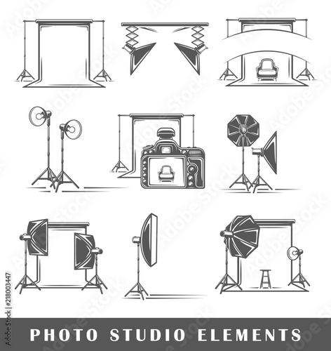 Set of elements of the photo studio