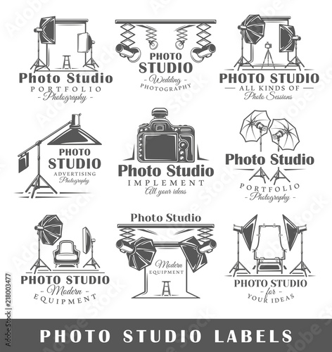 Set of vintage photo studio labels