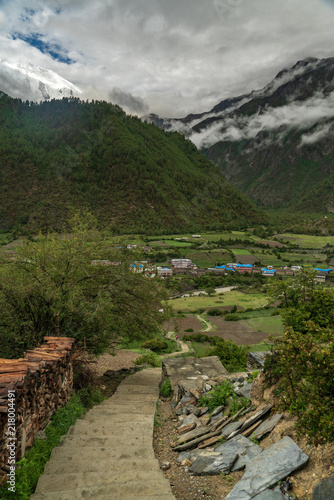 A small town on the Annapurna Circuit