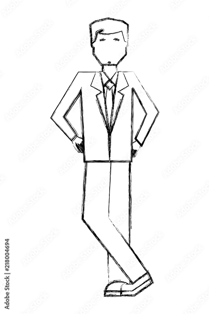 businessman standing character manager work hand drawing businessman standing character manager work hand drawing