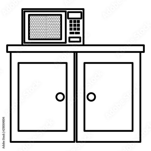 kitchen drawer wooden with microwave oven