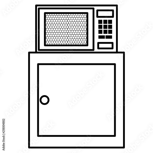 kitchen drawer wooden with microwave oven