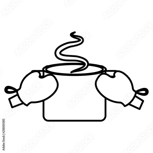 gloves kitchen with pot
