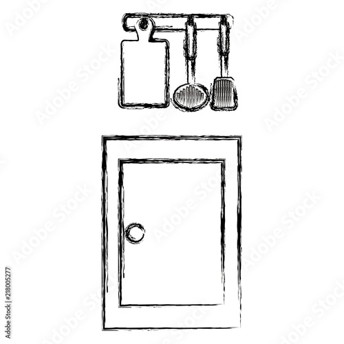 kitchen drawer wooden with utensils hanging