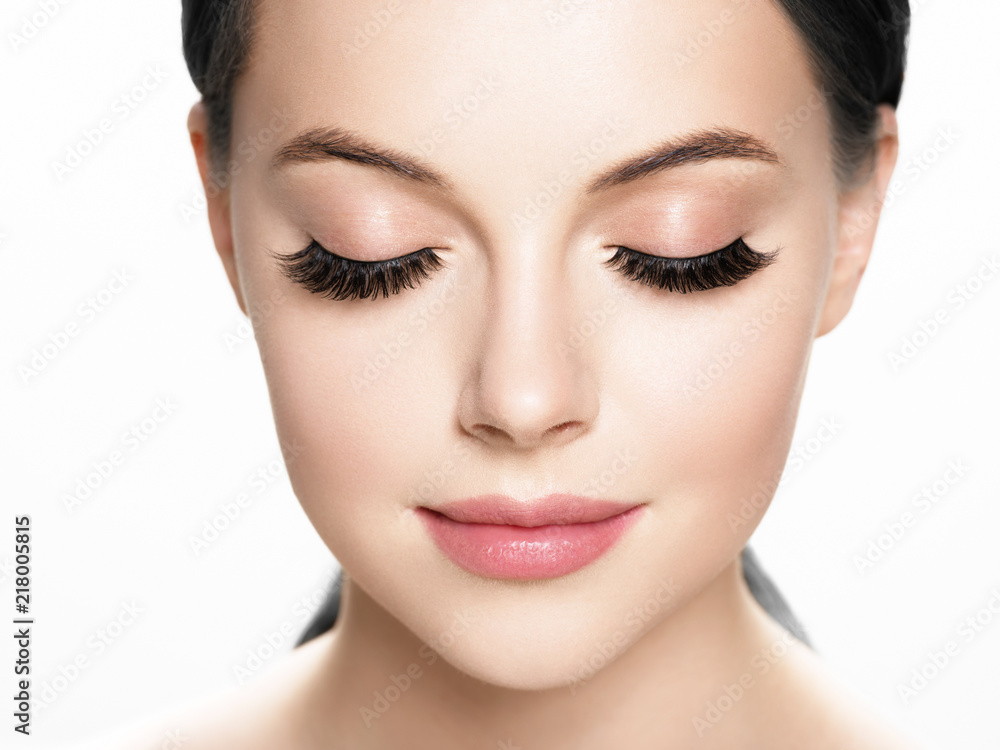 Fototapeta premium Lashes woman face eyes closeup