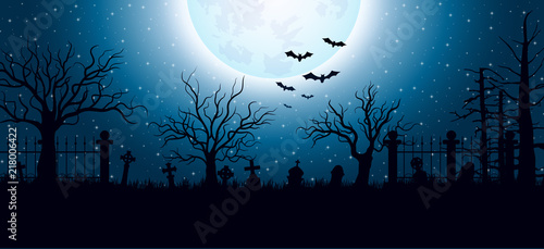 Halloween background with graveyard 