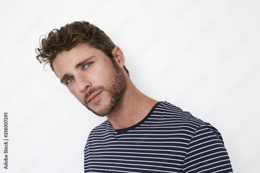 Good looking guy in striped top, portrait Good looking guy in striped top, portrait