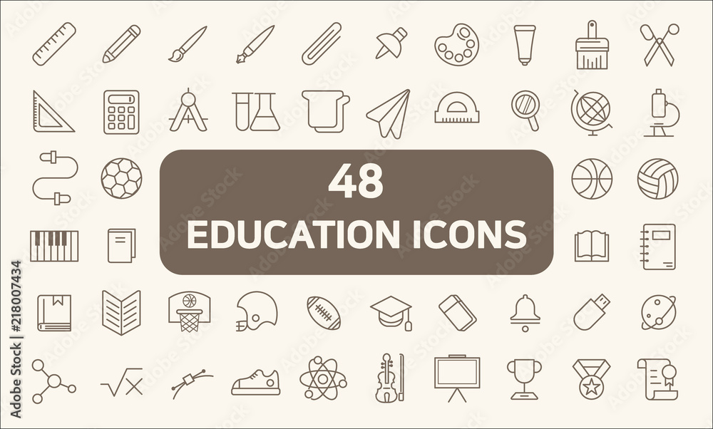 Education Line Icons set