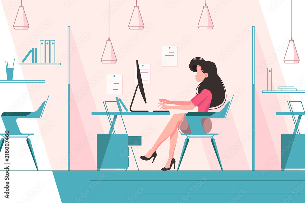 Girl working in office Girl working in office
