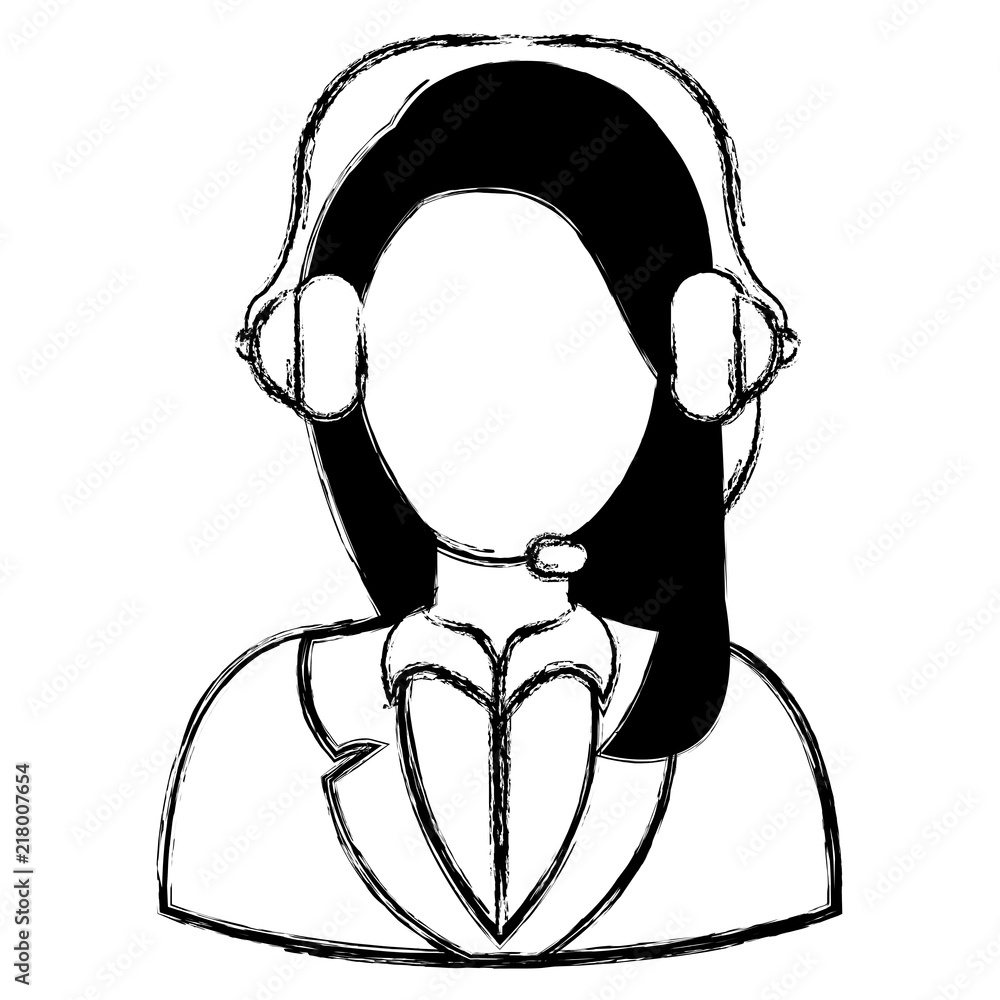 call center woman with headset character call center woman with headset character