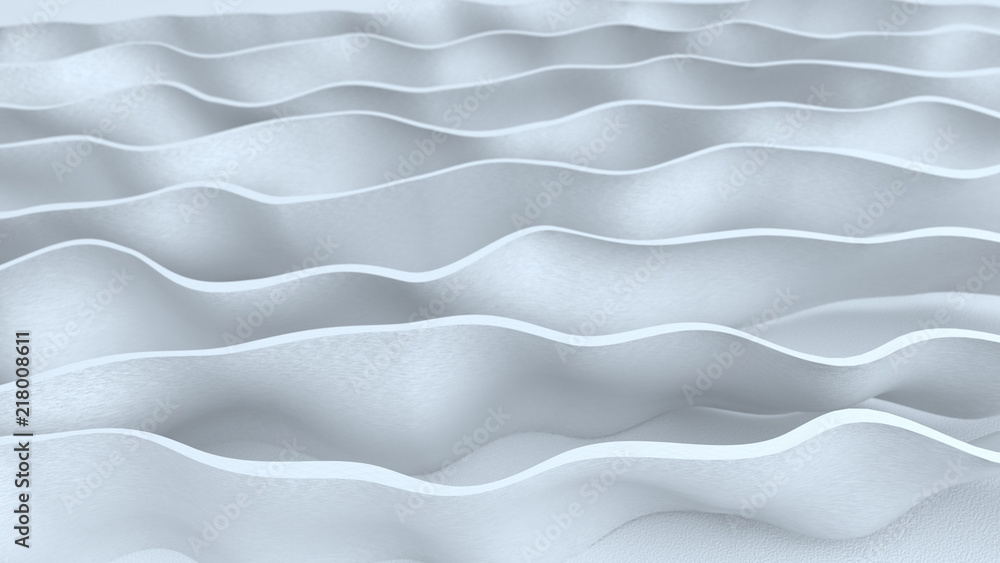 Futuristic wavy white construction 3D render Futuristic wavy white construction 3D render