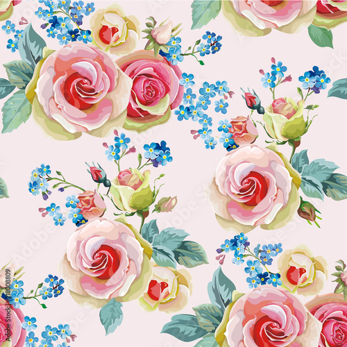 English roses seamless pattern