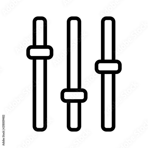 Sound equalizer control settings with faders for equalization line art vector icon for music apps and websites 