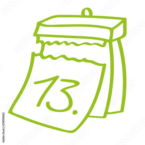 Handgezeichneter Kalender - Tag 13 in hellgrün