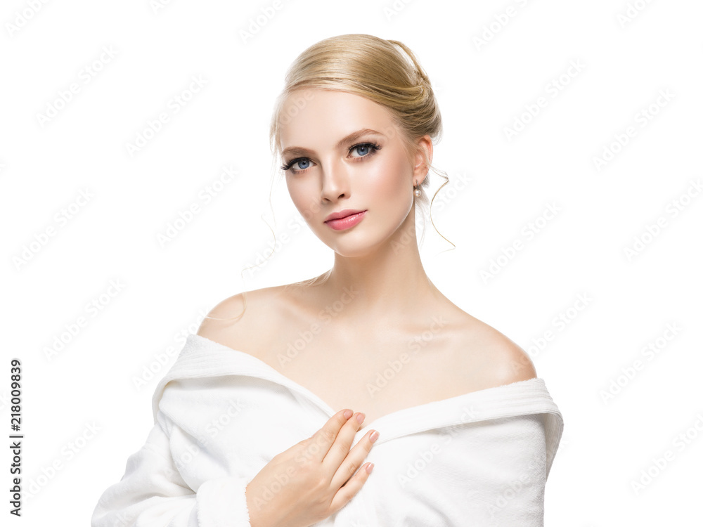 Long blonde hair woman with healthy beauty skin and hairstyle isolated on white female Long blonde hair woman with healthy beauty skin and hairstyle isolated on white female
