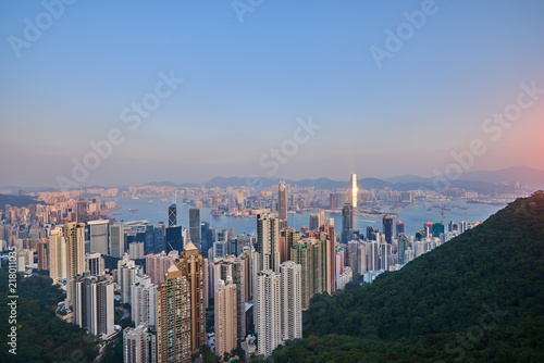 Famed skyline of Hong Kong from Victoria Peak..