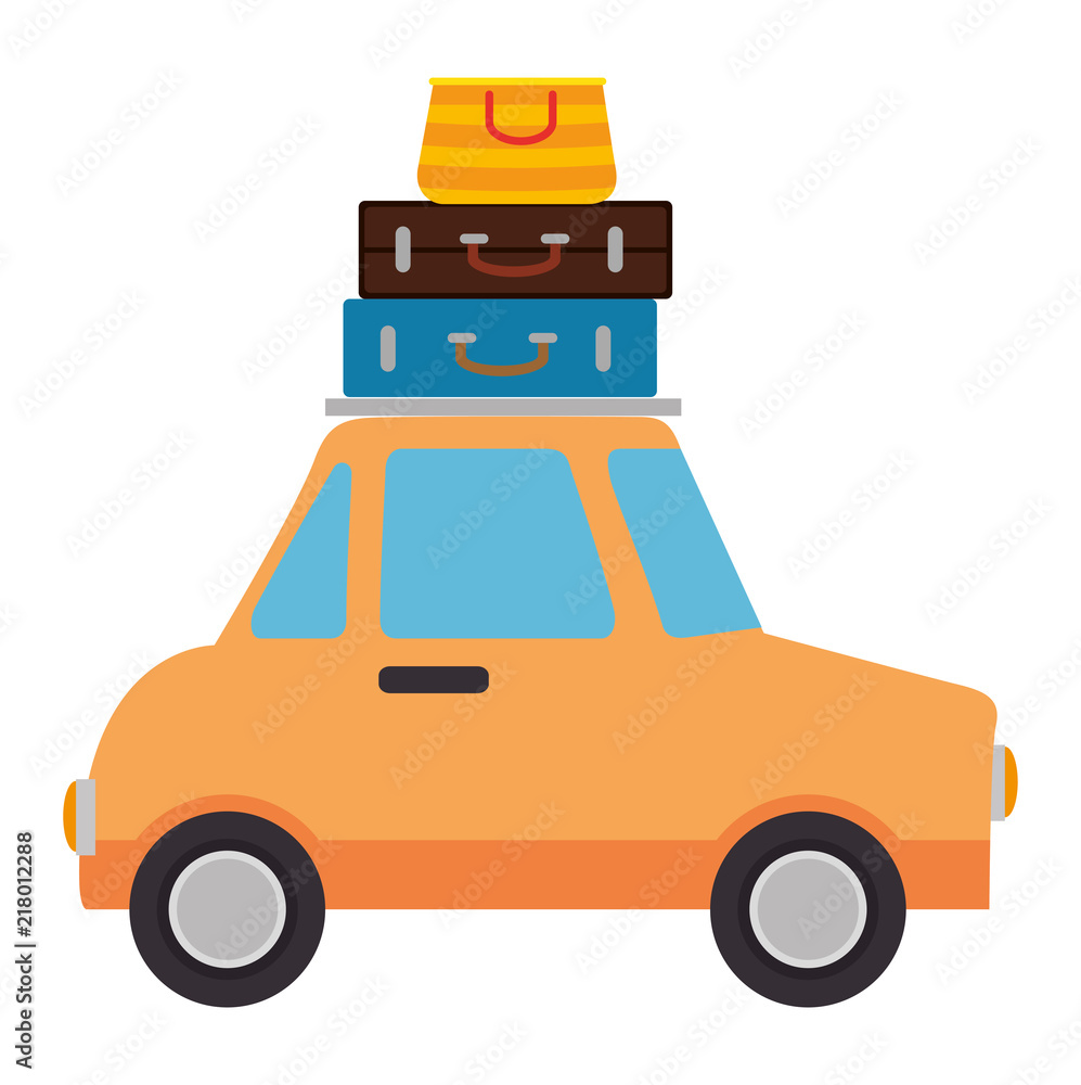 car vehicle with suitcases