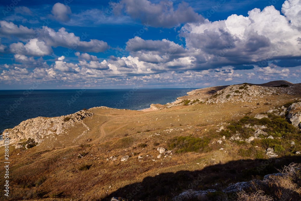 Wild beach on the Black Sea in the Crimea