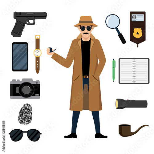 Detective Character with Detective Equipment