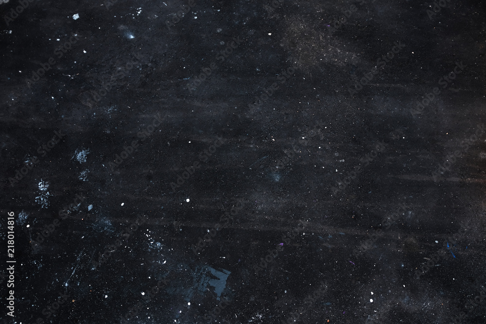 Obraz premium Black Dirty Rough Asphalt Surface with Paint Splash Drops. Grunge Concrete Texture Background Wallpaper. Top View.