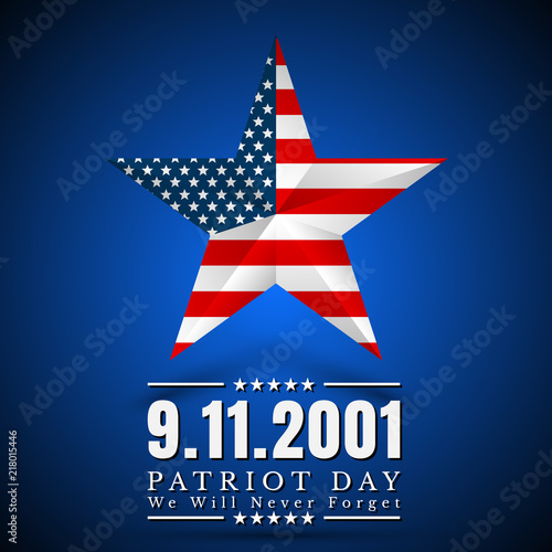 Patriot Day of USA with star in national flag colors american flag
