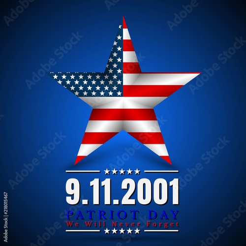 Patriot Day of USA with star in national flag colors american flag