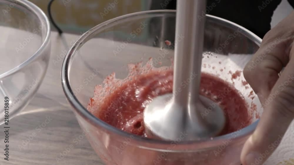 Chef is preparing a strawberries cake Chef is preparing a strawberries cake