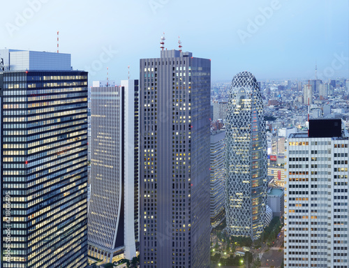 Panoramic view from the Tokyo Metropolitan Government Building on a full moon night.