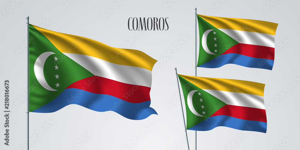 Comoros waving flag set of vector illustration Comoros waving flag set of vector illustration