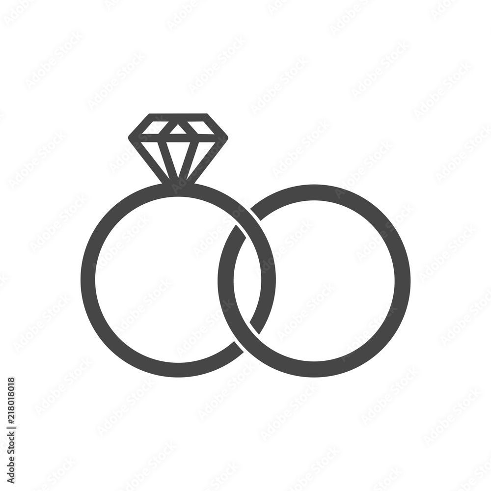 Wedding ring with diamond simple icon Wedding ring with diamond simple icon