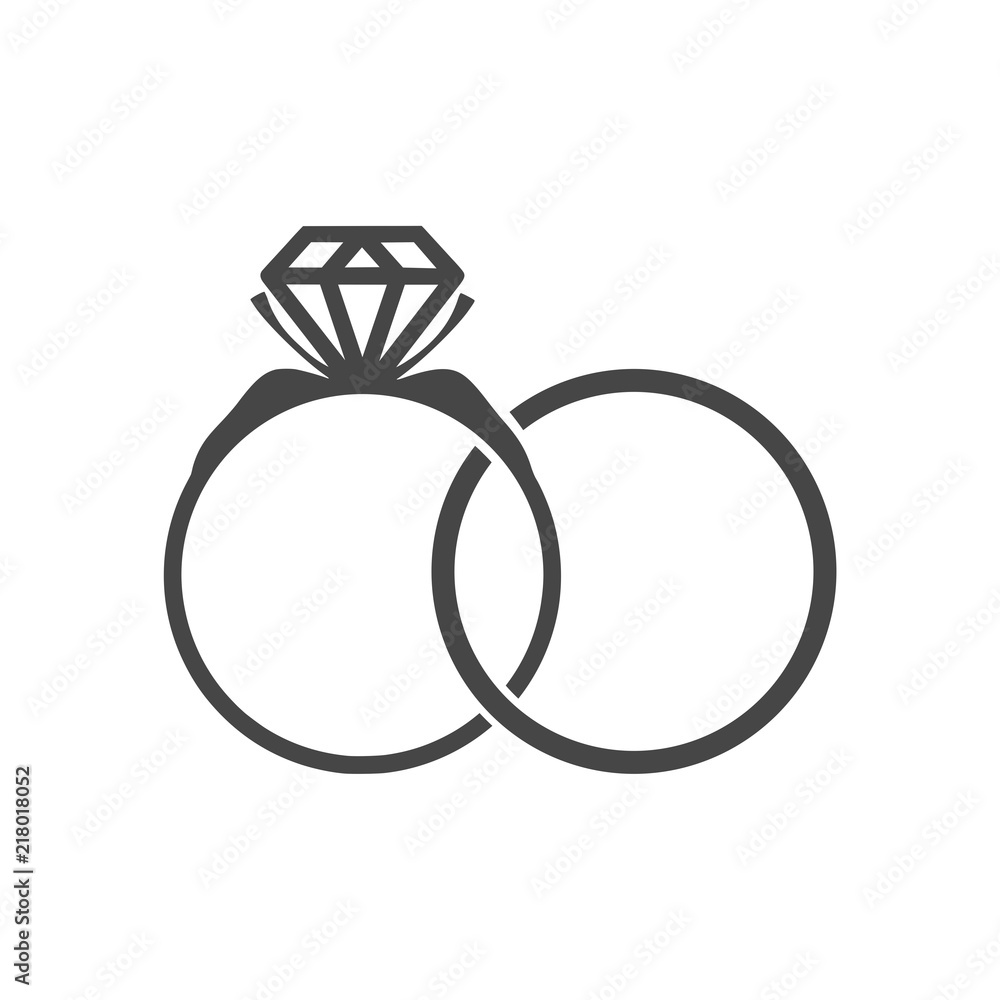 Wedding ring with diamond simple icon Wedding ring with diamond simple icon