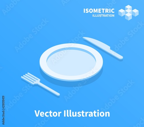 Plate fork and knife icon. Vector illustration.