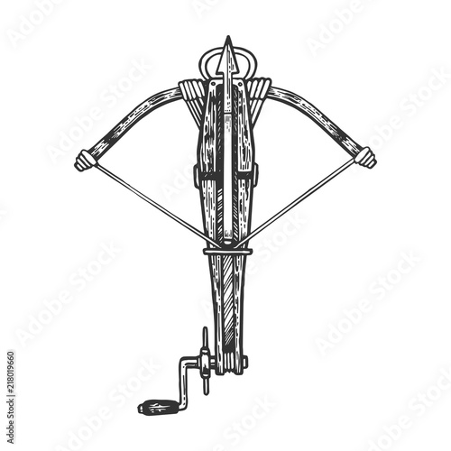 Fotomurale Crossbow weapon engraving vector illustration