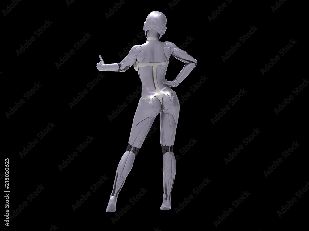 Robotic Cyber Woman Thumbs up 3D Rendering Robotic Cyber Woman Thumbs up 3D Rendering