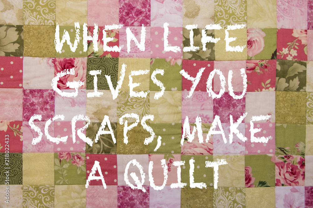 Foto colourful patchwork quilt with positive inspiring quote