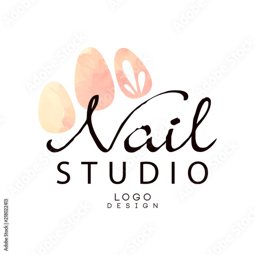 Nail studio logo  design element for nail bar  manicure saloon  manicurist technician vector Illustration on a white background