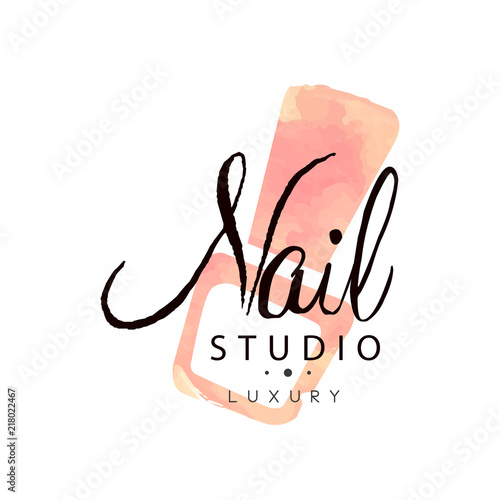 Nail studio luxury logo, design element for nail bar, manicure saloon, manicurist technician vector Illustration on a white background