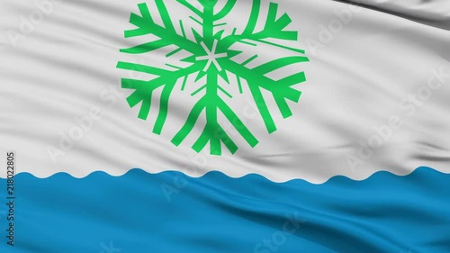 Novodvinsk closeup flag, city of Russia, realistic animation seamless loop - 10 seconds long photo