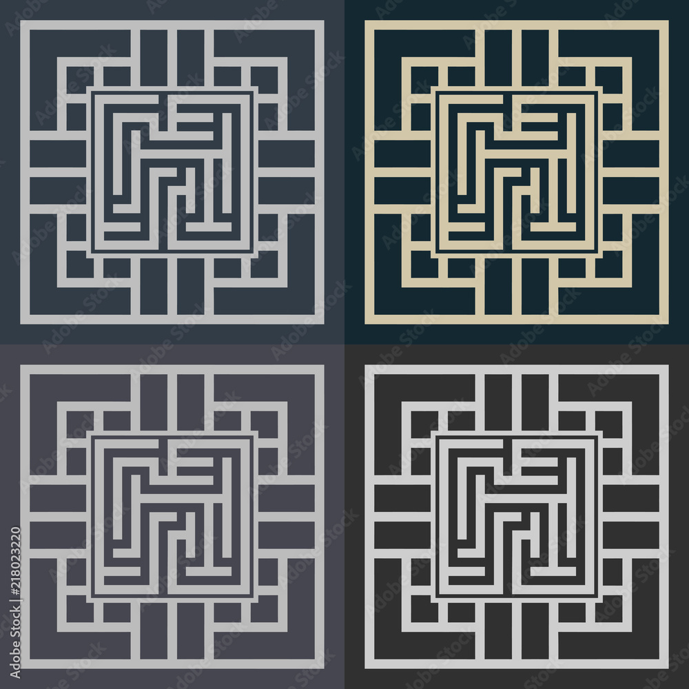 Abstract decorative element in the form of a maze. Labyrinth vector icon.