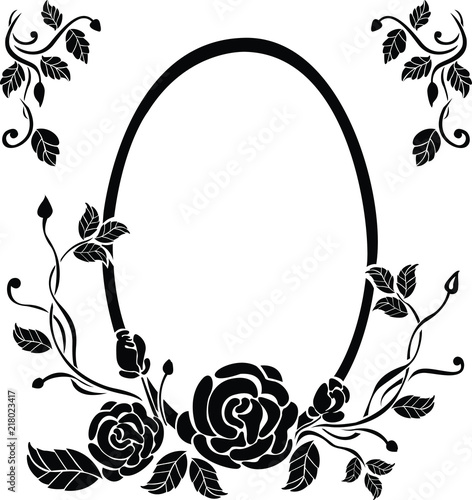 バラのクラシックなモノクロの枠フレーム Stock Vector Adobe Stock