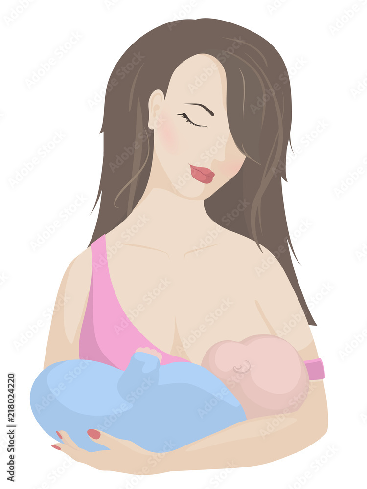 Woman breastfeeding baby. A mother holds a child in her arms. Illustration about the benefits of breastfeeding. Woman breastfeeding baby. A mother holds a child in her arms. Illustration about the benefits of breastfeeding.