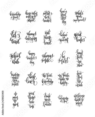set of 25 hand lettering concept inscriptions text for back to s