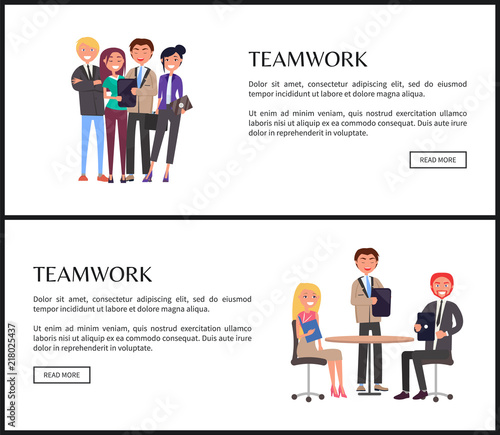 Teamwork for Success of Company Promo Banners