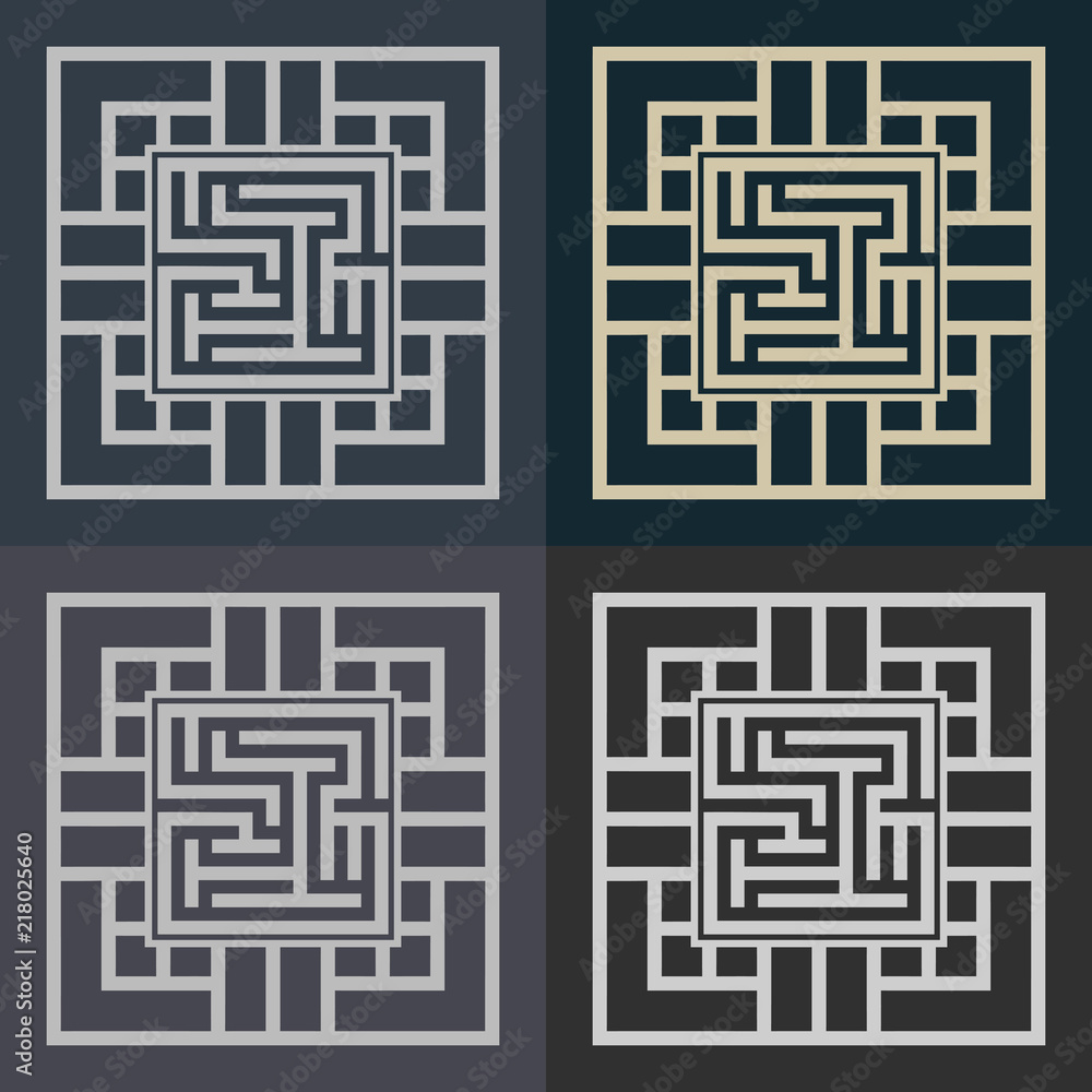 Abstract decorative element in the form of a maze. Labyrinth vector icon.