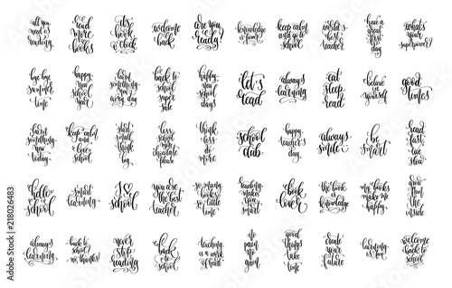 set of 50 hand lettering concept inscriptions text for back to s