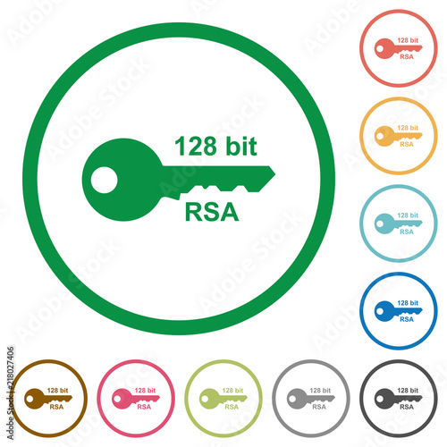 128 bit rsa encryption flat icons with outlines