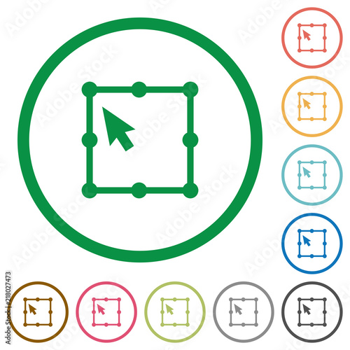 Free transform object flat icons with outlines