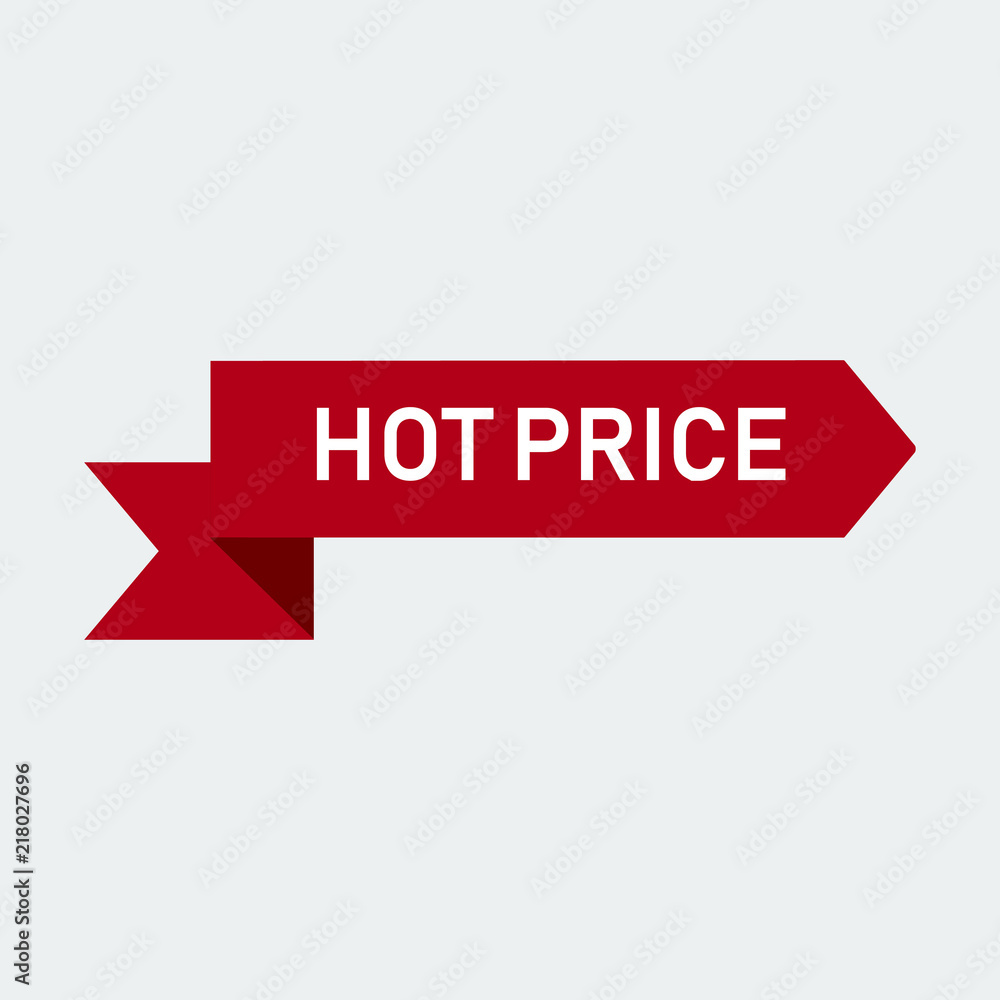 Hot Price Red Ribbon Banner Icon .Vector Illustration Hot Price Red Ribbon Banner Icon .Vector Illustration