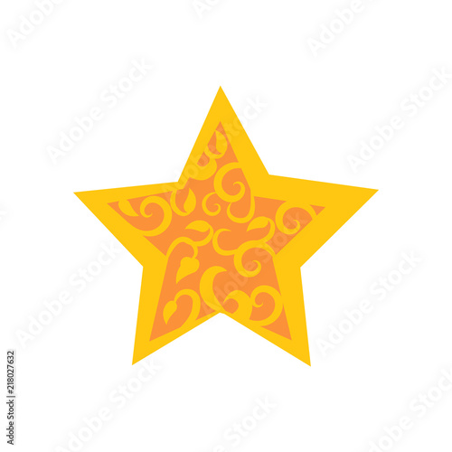 Golden Star Decorated by Arabic Ornaments Floral