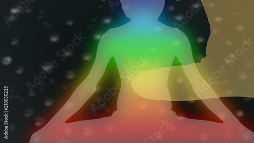 Meditation energy Chakra lotus position Padmasana and Parvastasna pose yoga graphic space motion animation HD video footage photo